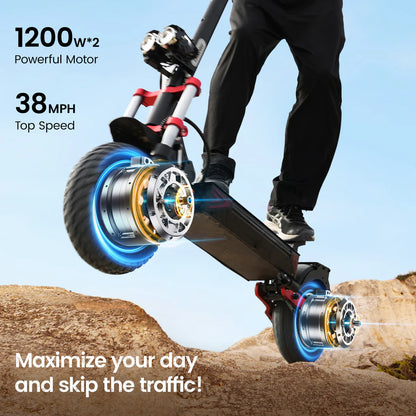 iScooter iX8 Off-Road Tires Electric Scooter for Adults 2400W Dual Motor Up to 38MPH